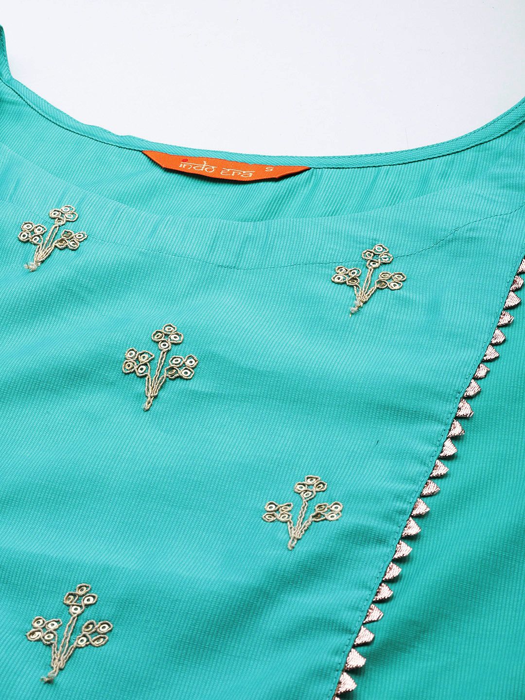 Women Sea Green Floral Embroidered Sequinned Liva Kurta with Trousers & Dupatta