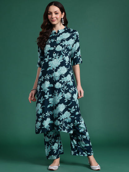 Dhiyona IE Floral Printed Kurta with Palazzos