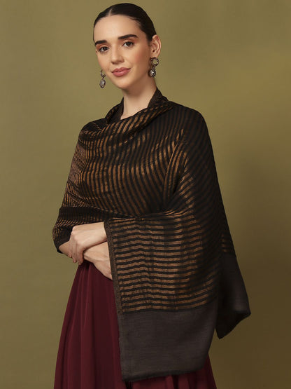 Dhiyona PA Striped Woven Design Reversible Zargul Shawl