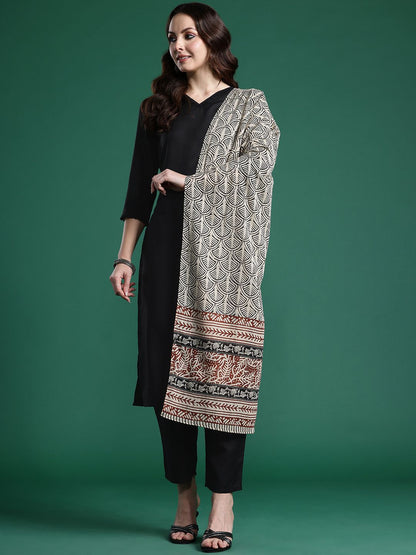 Solid Regular Kurta with Trousers & Dupatta