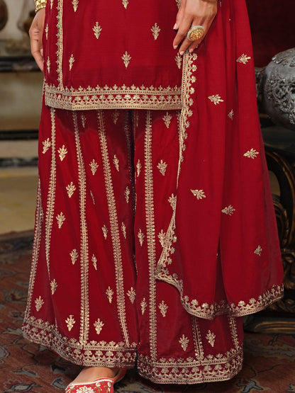 Dhiyona IE Women's Adults-Women Woven Design Embroidered Kurta with Palazzos & Dupatta
