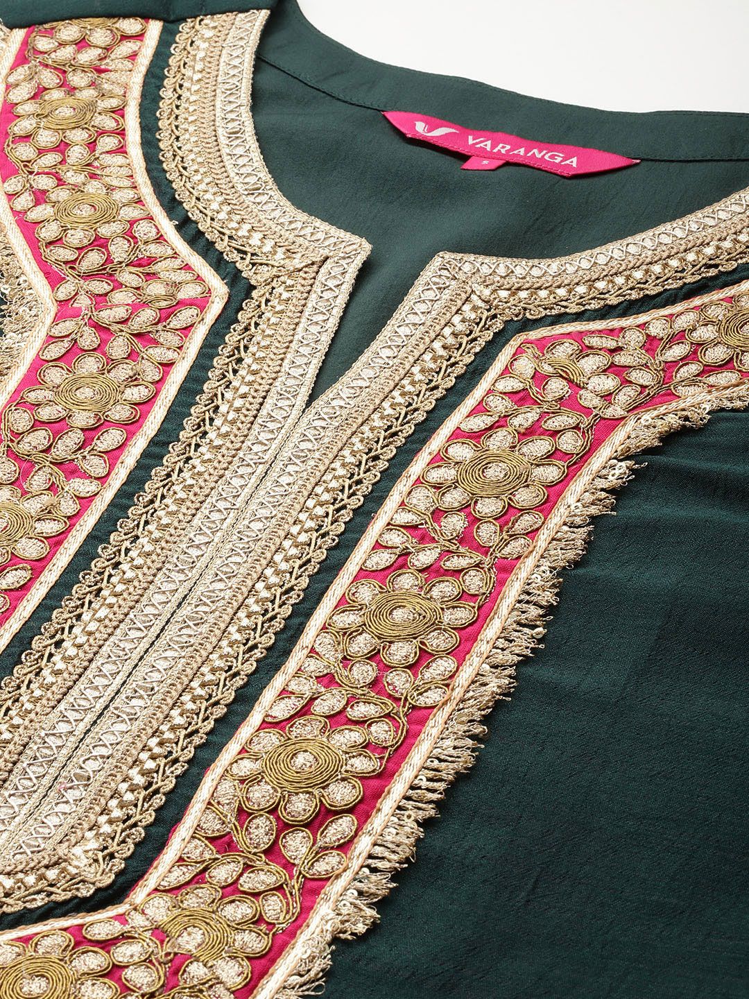 Dhiyona VA Women's Yoke Design Gotta Patti Kurta with Trousers & Dupatta