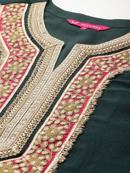 Dhiyona VA Women's Yoke Design Gotta Patti Kurta with Trousers & Dupatta