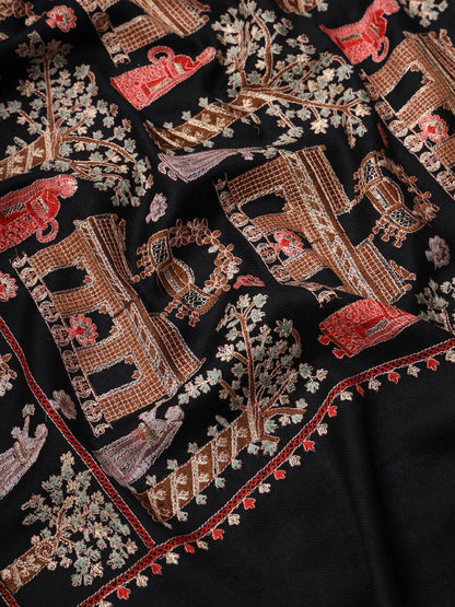 Dhiyona PA Ethnic Motifs Embroidered Pure Wool Shawl
