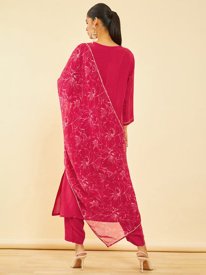 Dhiyona SO Women's Regular Gotta Patti Kurta with Trousers & Dupatta