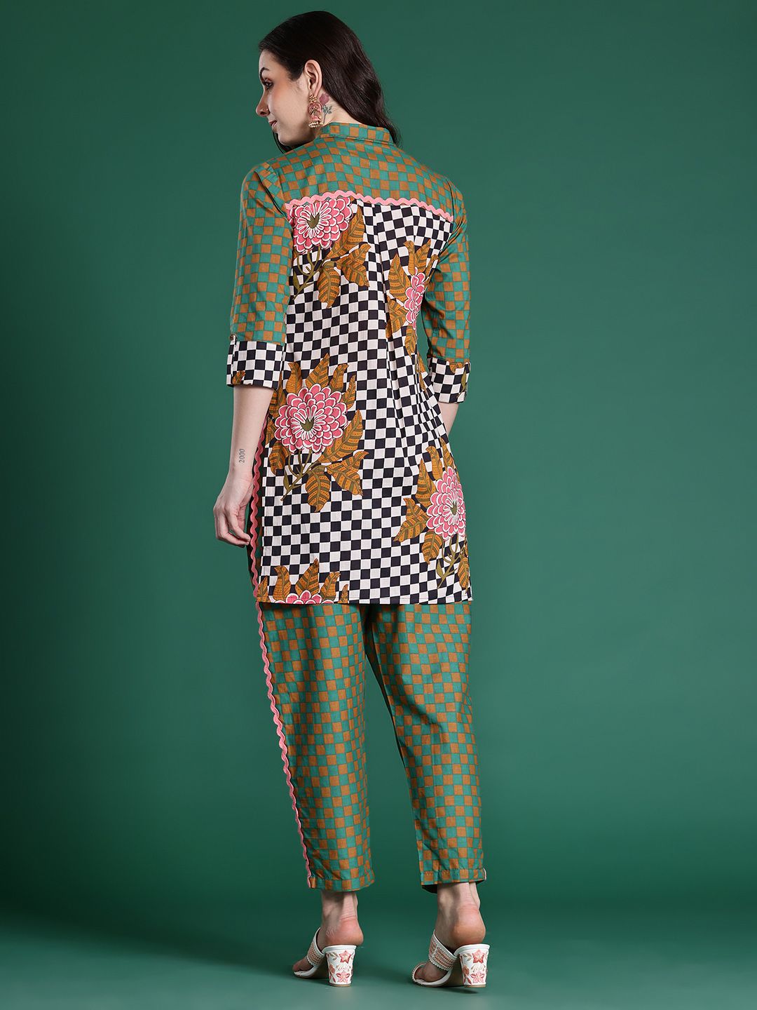 Floral Printed Pure Cotton Kurta with Trousers