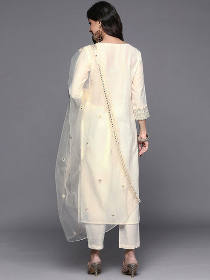 Dhiyona IE Women Floral Embroidered Regular Kurta with Trousers & With Dupatta