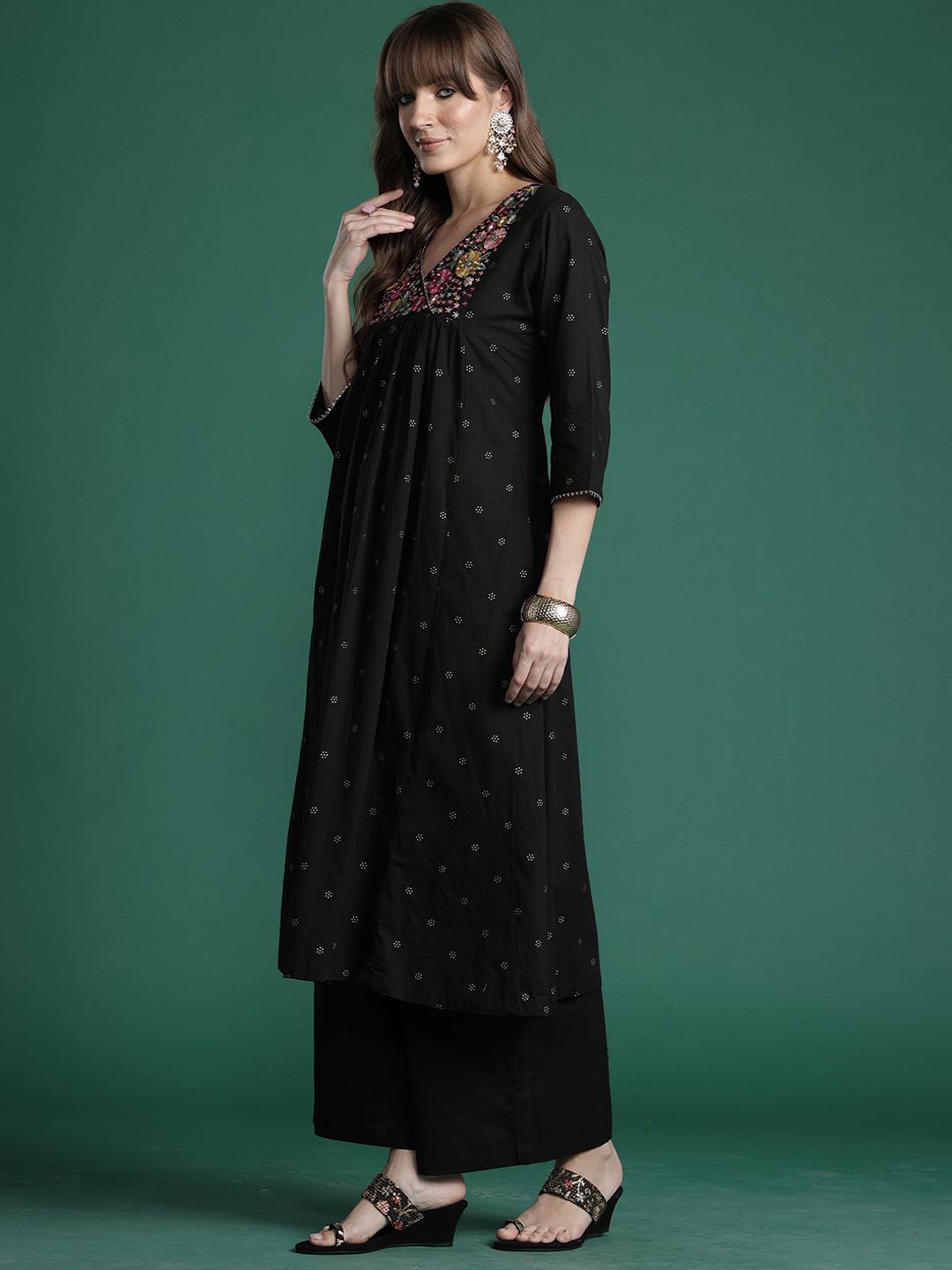 Dhiyona IE Embroidered Pure Cotton Tunic With Trouser Co-Ords
