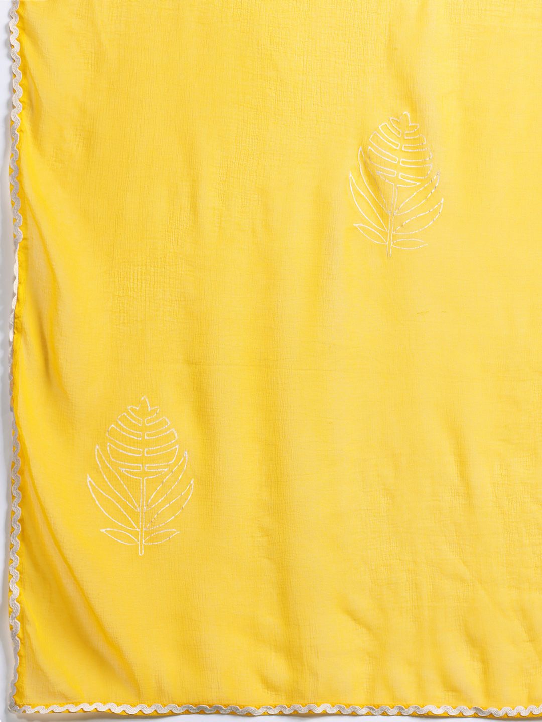 Embroidered Panelled Mirror Work Kurta With Trousers & Dupatta