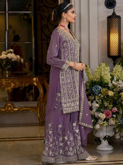 Dhiyona IE Women Ethnic Motifs Embroidered Kurta with Sharara & Dupatta