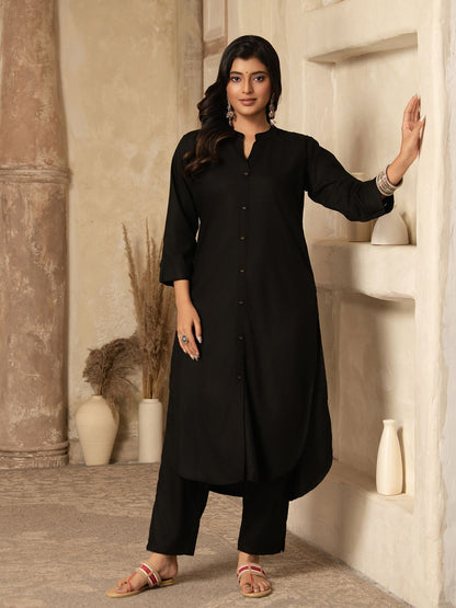 Dhiyona SN Women's Mandarin Collar Straight Kurta With Trouser & Dupatta