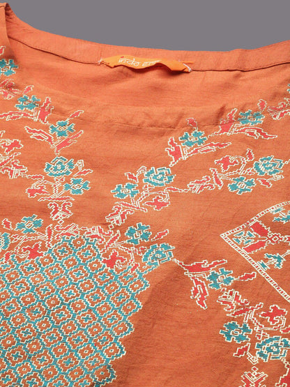 Dhiyona IE Women Boat Neck Ethnic Motifs Printed Straight Kurta