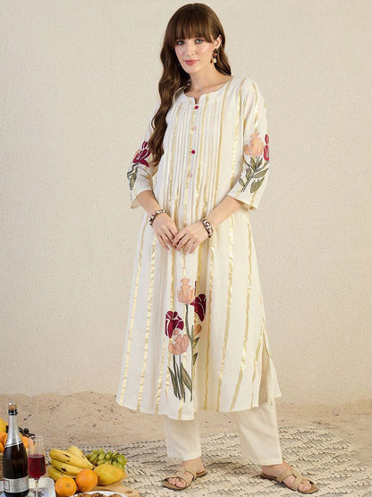 Dhiyona IE Printed Round Neck Top With Trousers Co-Ords