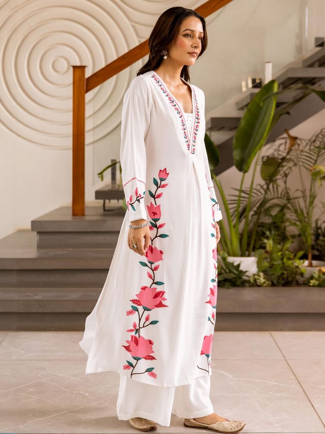 Dhiyona IE Printed A-Line Top With Palazzos Co-Ords set