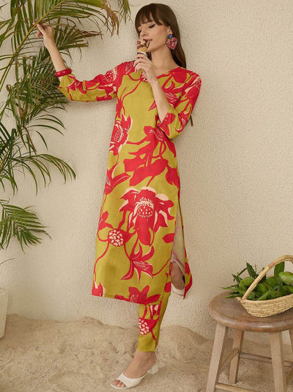 Dhiyona IE Printed Straight Tunic & Trousers Co-Ord Set