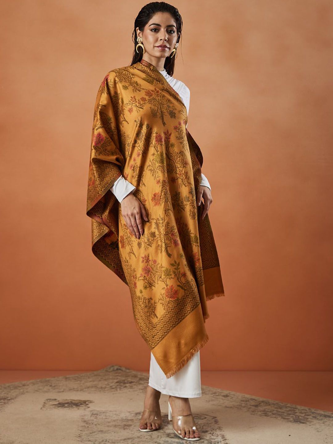 Dhiyona PA Shalimar Kaani Floral Woven Design Shawl