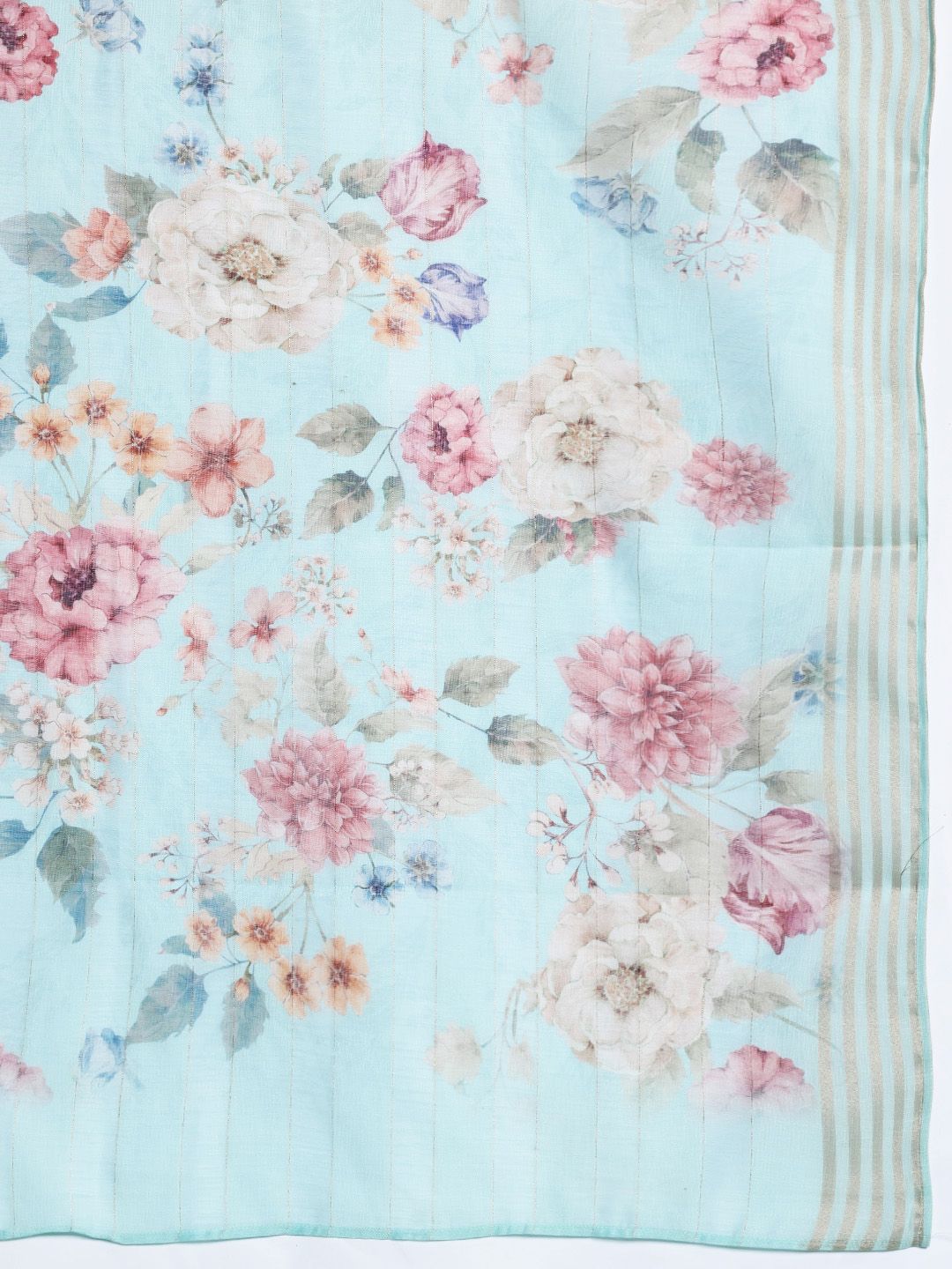 Floral Embroidered Linen Kurta with Trousers & With Dupatta