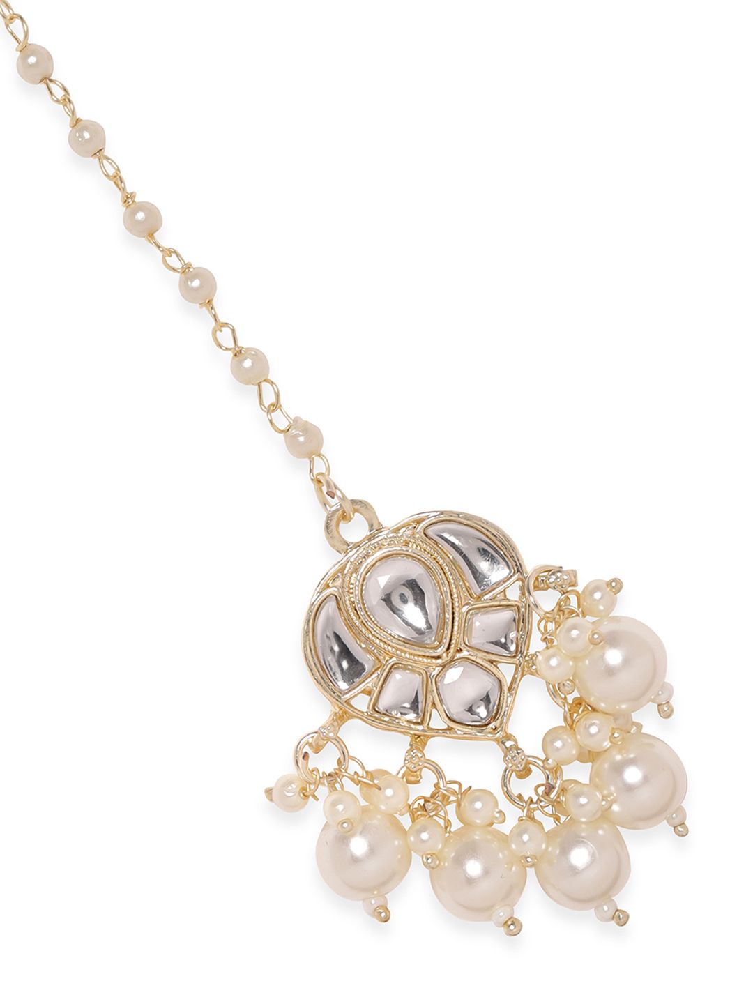 Dhiyona RJ Women's Gold-Plated Beaded Kundan Studded & Beaded Maang Tikka