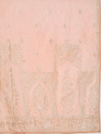 Women Orange Ethnic Motifs Printed Liva Kurta with Trousers & With Dupatta