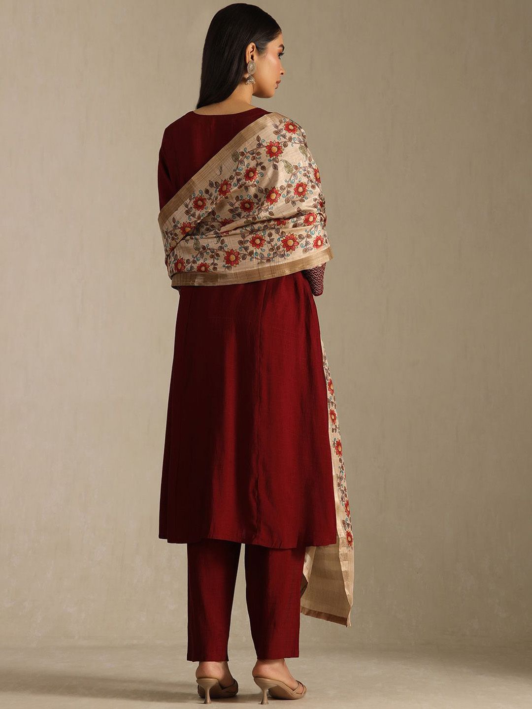 Dhiyona SO Women's Women Woven Design Regular A-Line Kurta with Trousers & Dupatta