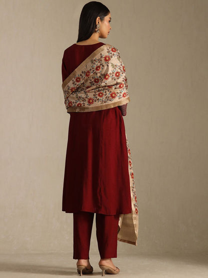 Dhiyona SO Women's Women Woven Design Regular A-Line Kurta with Trousers & Dupatta