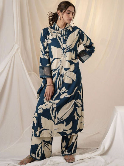 Floral Printed Straight Kurta with Palazzos