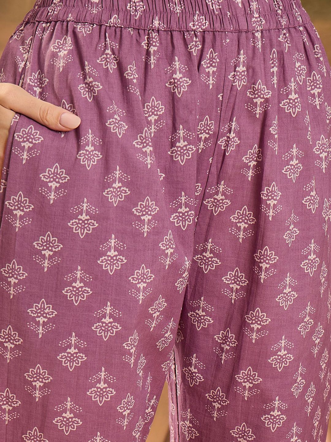 Dhiyona SN Women's Printed Pure Cotton Straight Kurta & Trousers With Dupatta