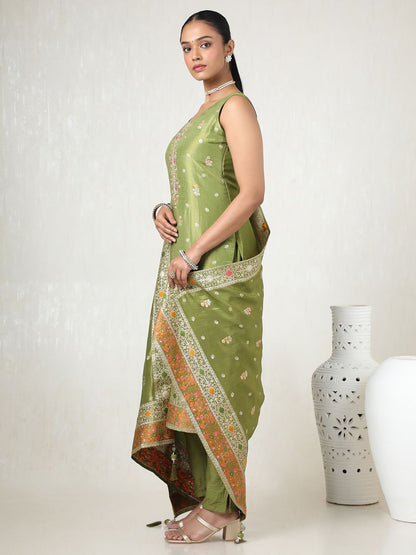 Dhiyona SO Women's Women Regular Sequinned Kurta with Trousers & With Dupatta