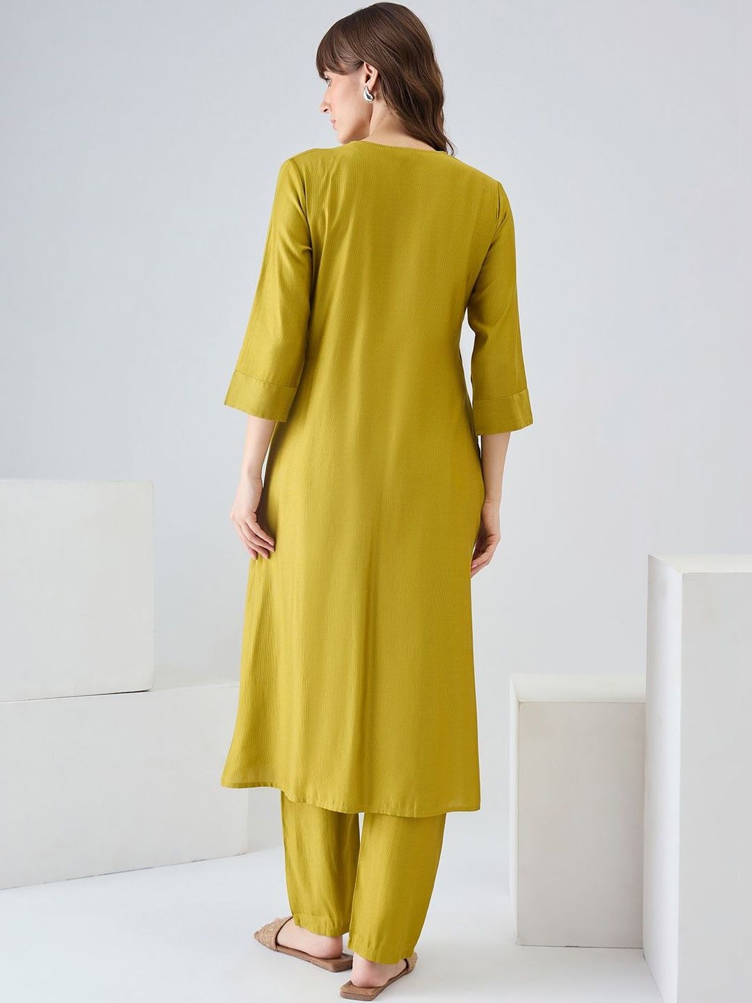 Women Angrakha Liva Kurta with Trousers