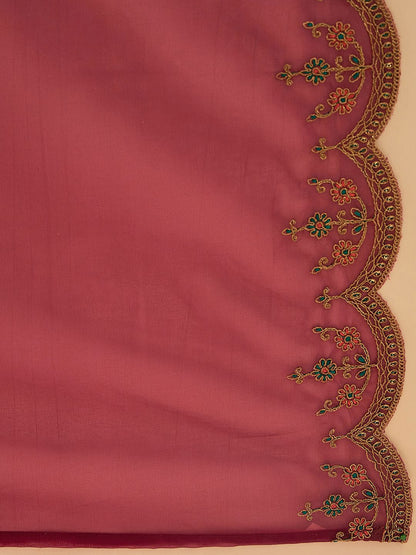 Dhiyona IE Floral Embroidered Sweetheart Neck Straight Kurta With Trousers & Dupatta