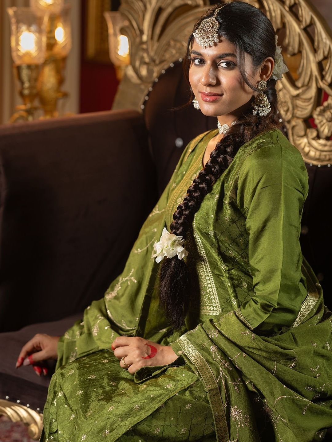 Women Regular Kurta with Trousers & With Dupatta