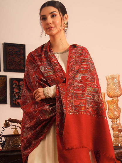 Dhiyona PA Embroidered Arwina Pure Wool Shawl