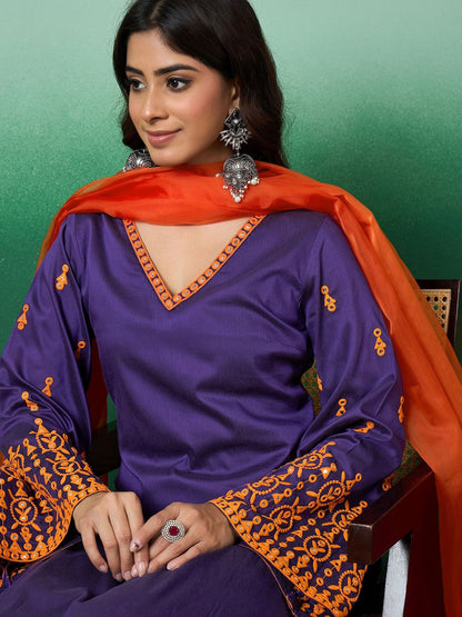 Dhiyona SN Women's Embroidered Striaght Kurta With Pant & Dupatta