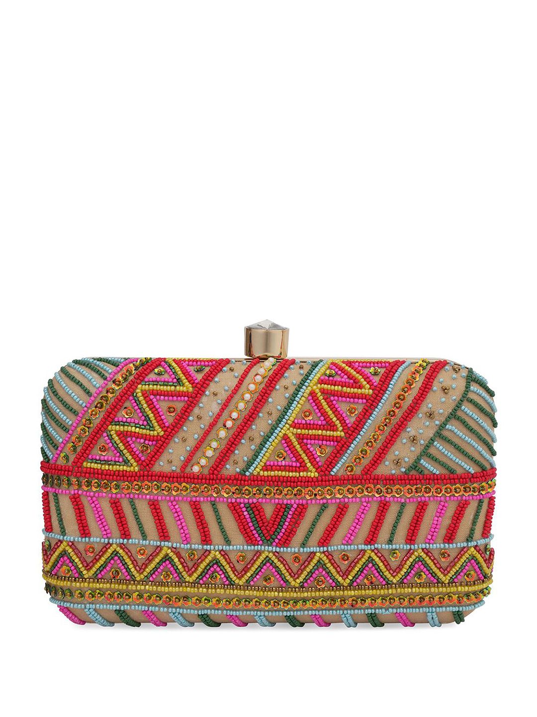 Dhiyona NR Embroidered Embellished Box Clutch