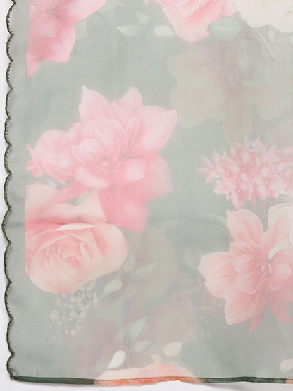 Women Floral Embroidered Regular Sequinned Kurta with Trousers & With Dupatta