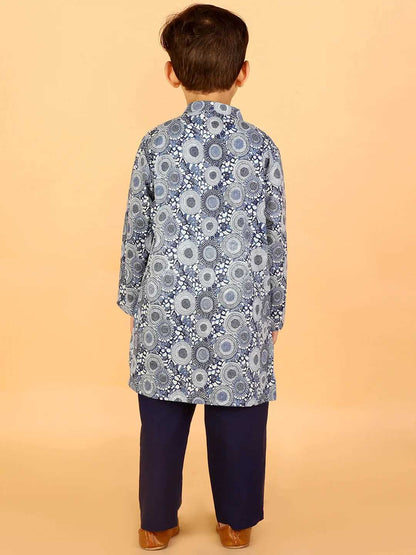 Boys stylish Folklore print cotton kurta with pyjama set