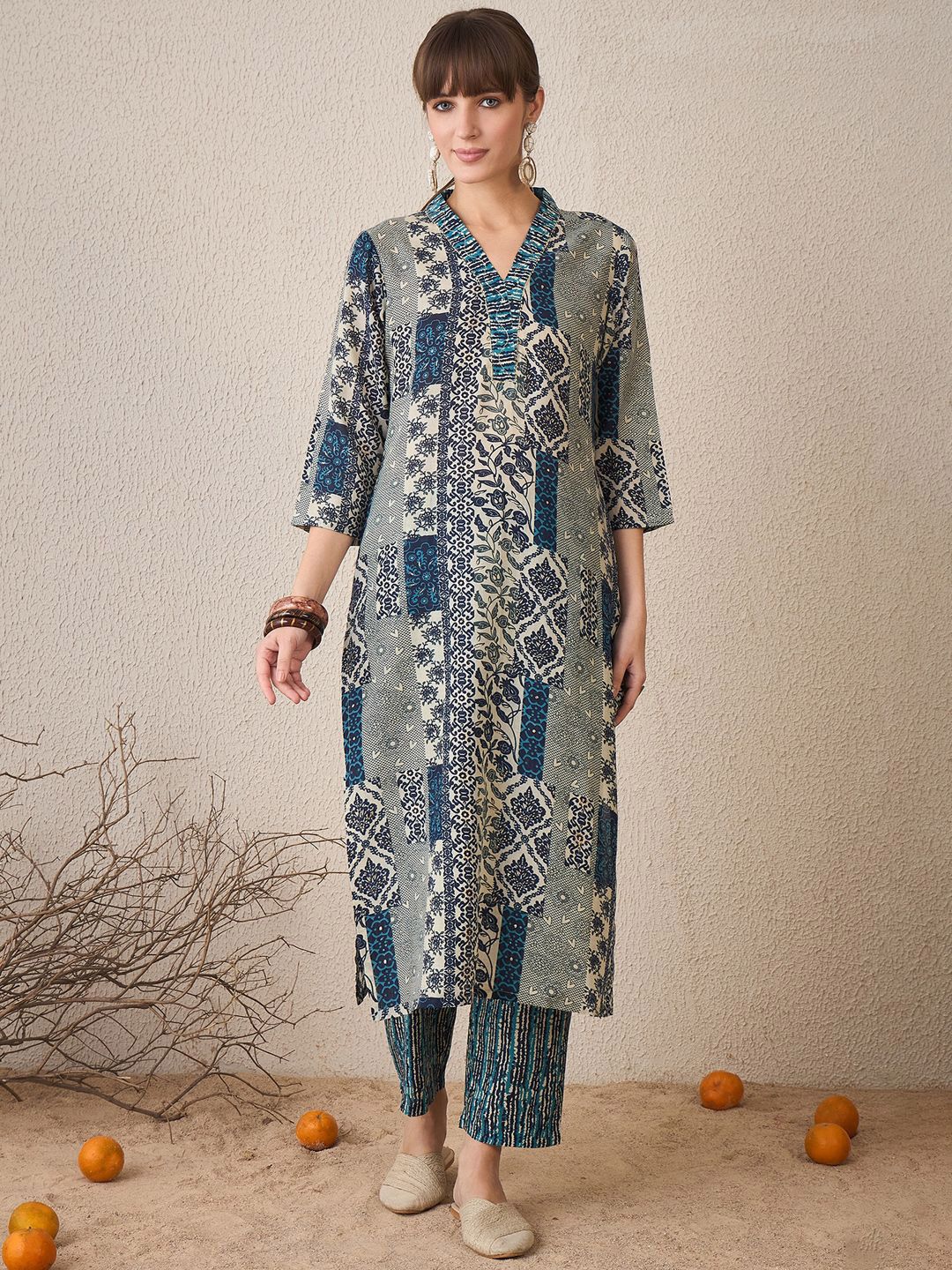 Women Floral Printed Regular Pure Cotton Kurta with Trousers & With Dupatta