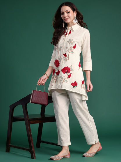 Dhiyona IE indo era Floral Embroidered A-Line Co-ord Set