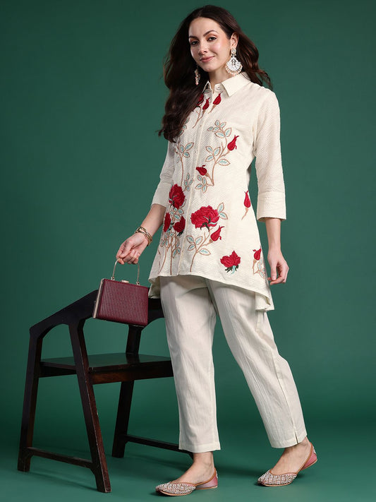 Dhiyona IE indo era Floral Embroidered A-Line Co-ord Set