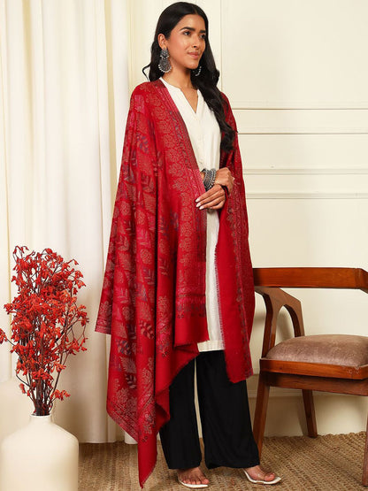 Dhiyona PA Floral Woven Design Woollen Shawl