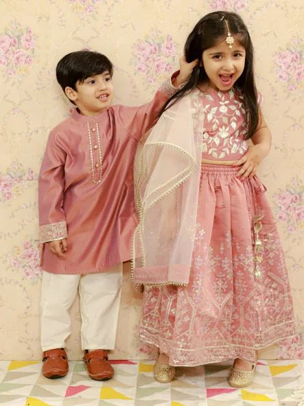 Boys Ethnic Full Sleeves  Printed Kurta with Pyjama
