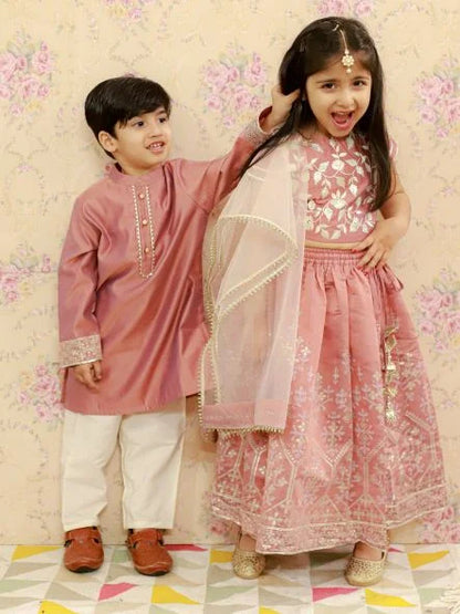 Boys Ethnic Full Sleeves  Printed Kurta with Pyjama