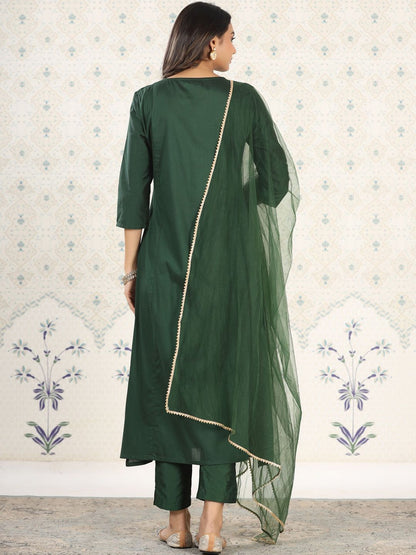 Dhiyona OD  Embroidered Gota Patti Straight Kurta With Trousers & Dupatta