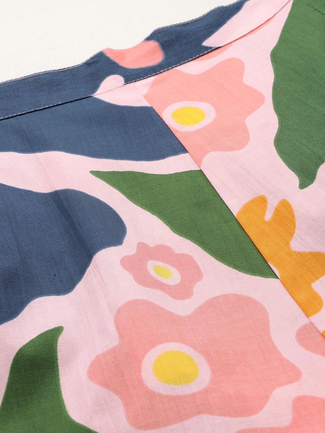 Floral Printed Panelled Pure Cotton Kurta with Trousers