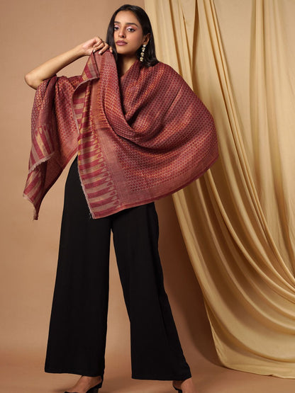 Dhiyona PA Women Red Paisley & Floral Pattern Shawl