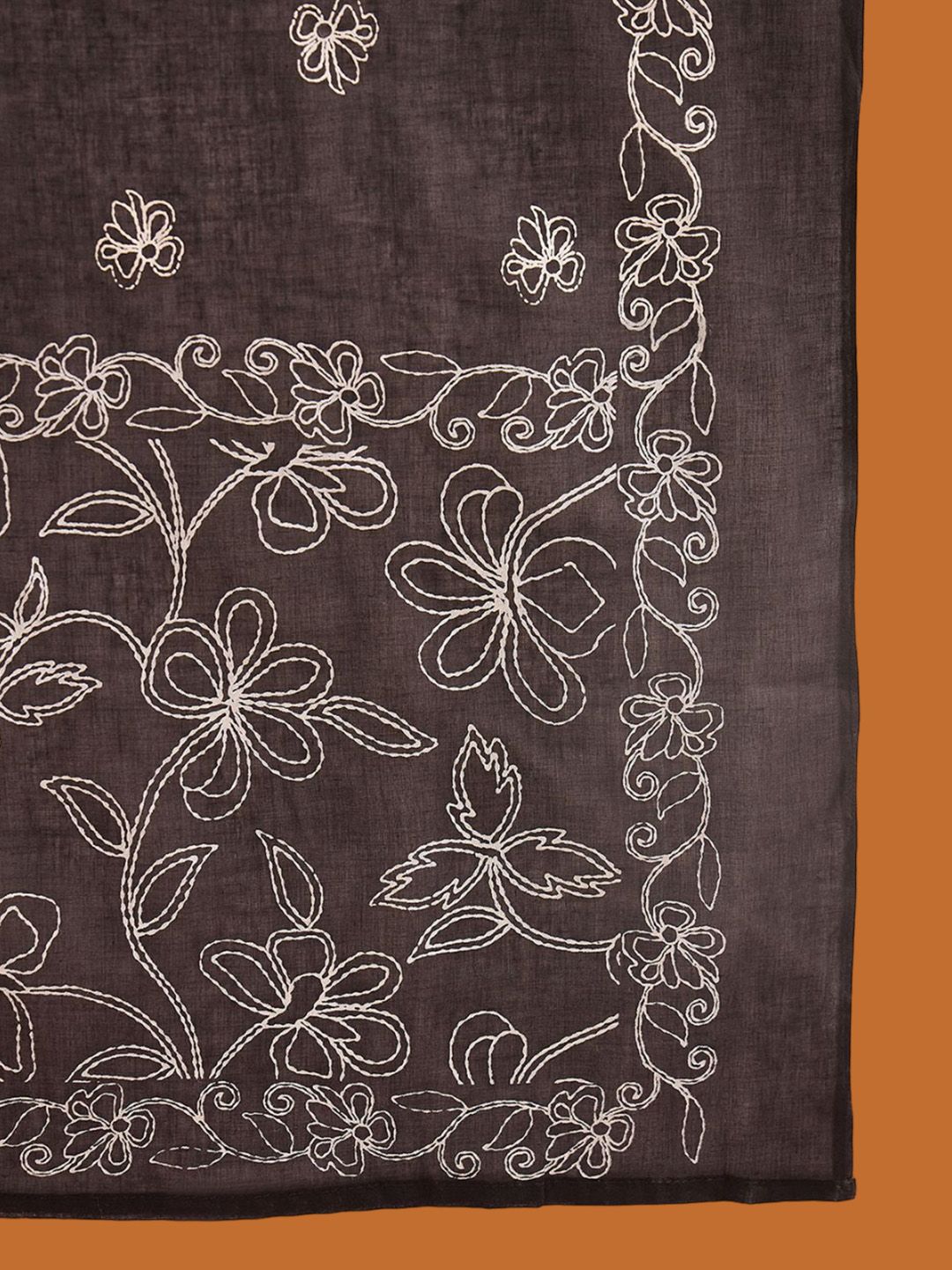 Dhiyona IE Floral Embroidered Thread Work Pure Cotton Straight Kurta With Trousers & Dupatta