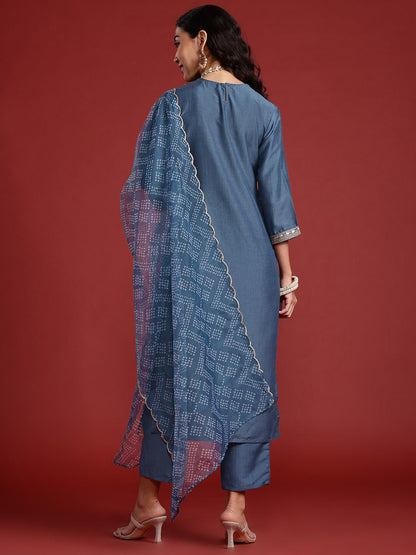 Bandhani Yoke Design Gotta Patti Kurta With Trousers & Dupatta