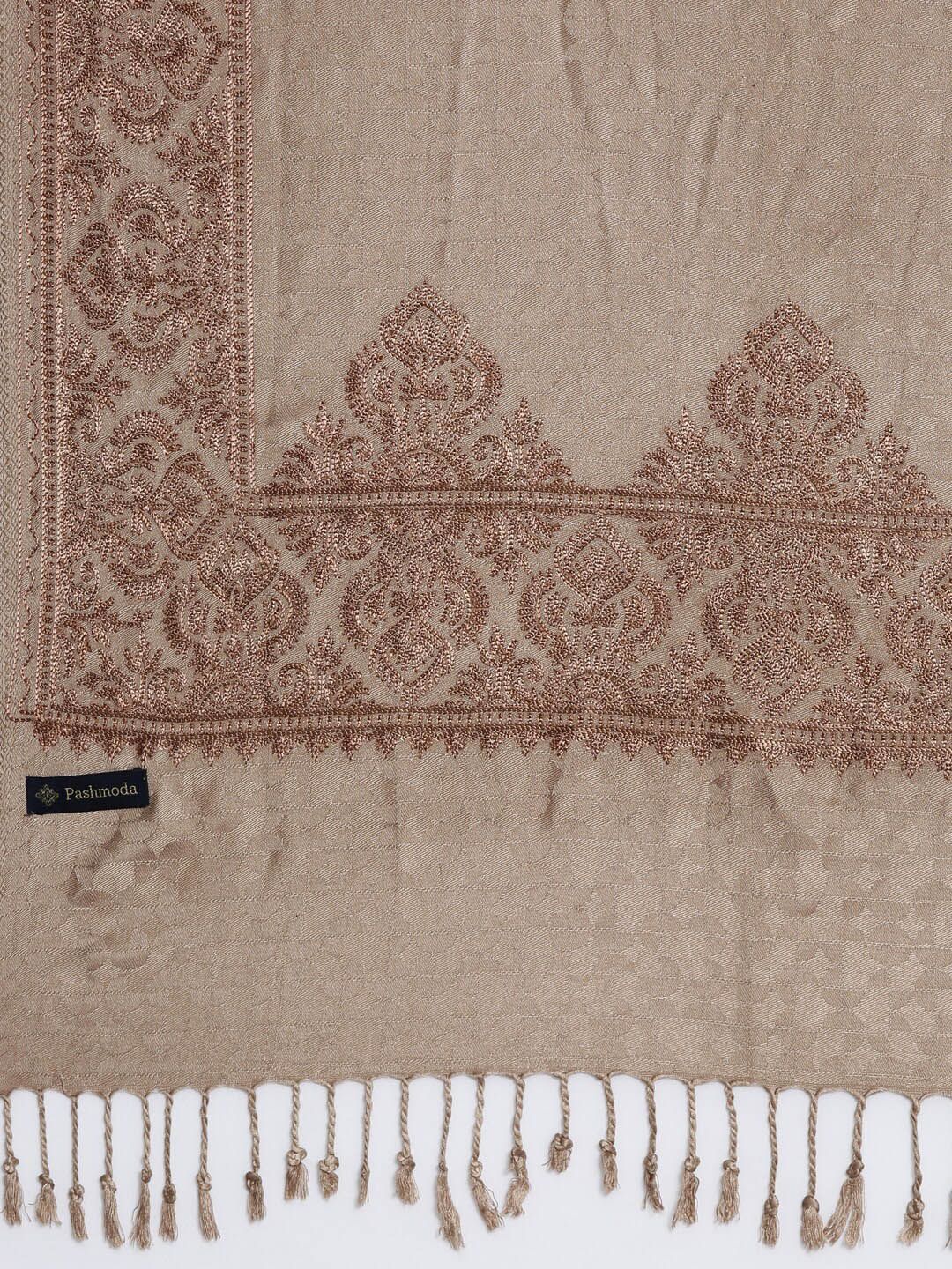 Dhiyona PA Women Beige Aari Embroidered Shawl