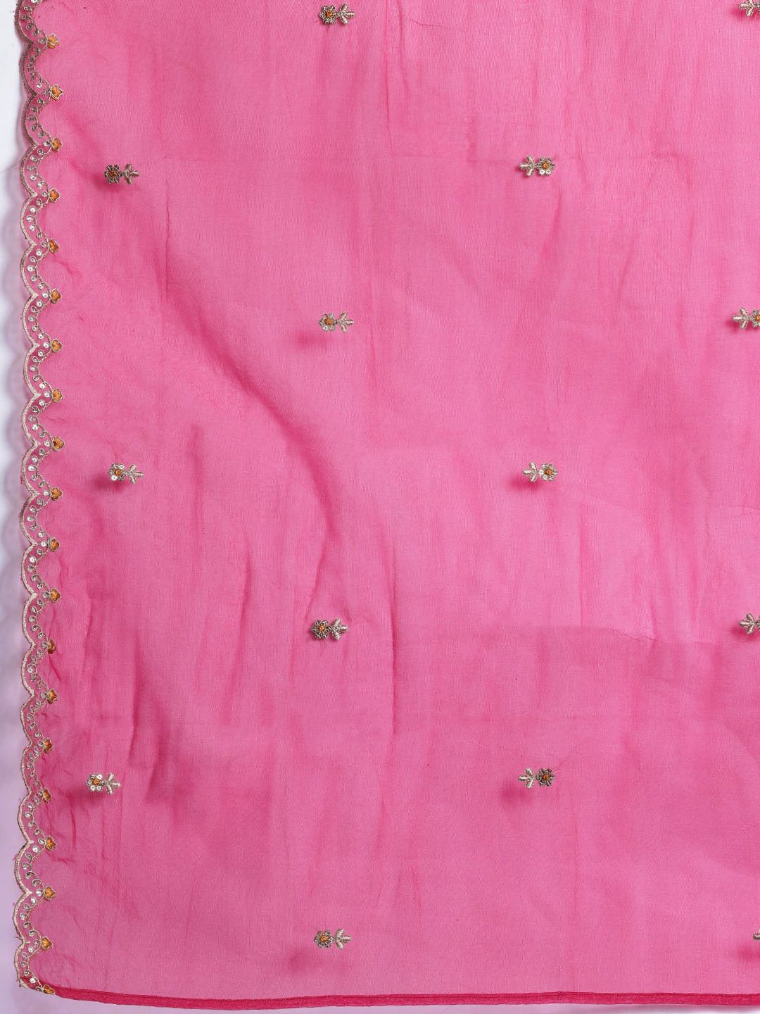 Dhiyona IE Ethnic Motifs Embroidered Sequinned Kurta with Trousers & With Dupatta