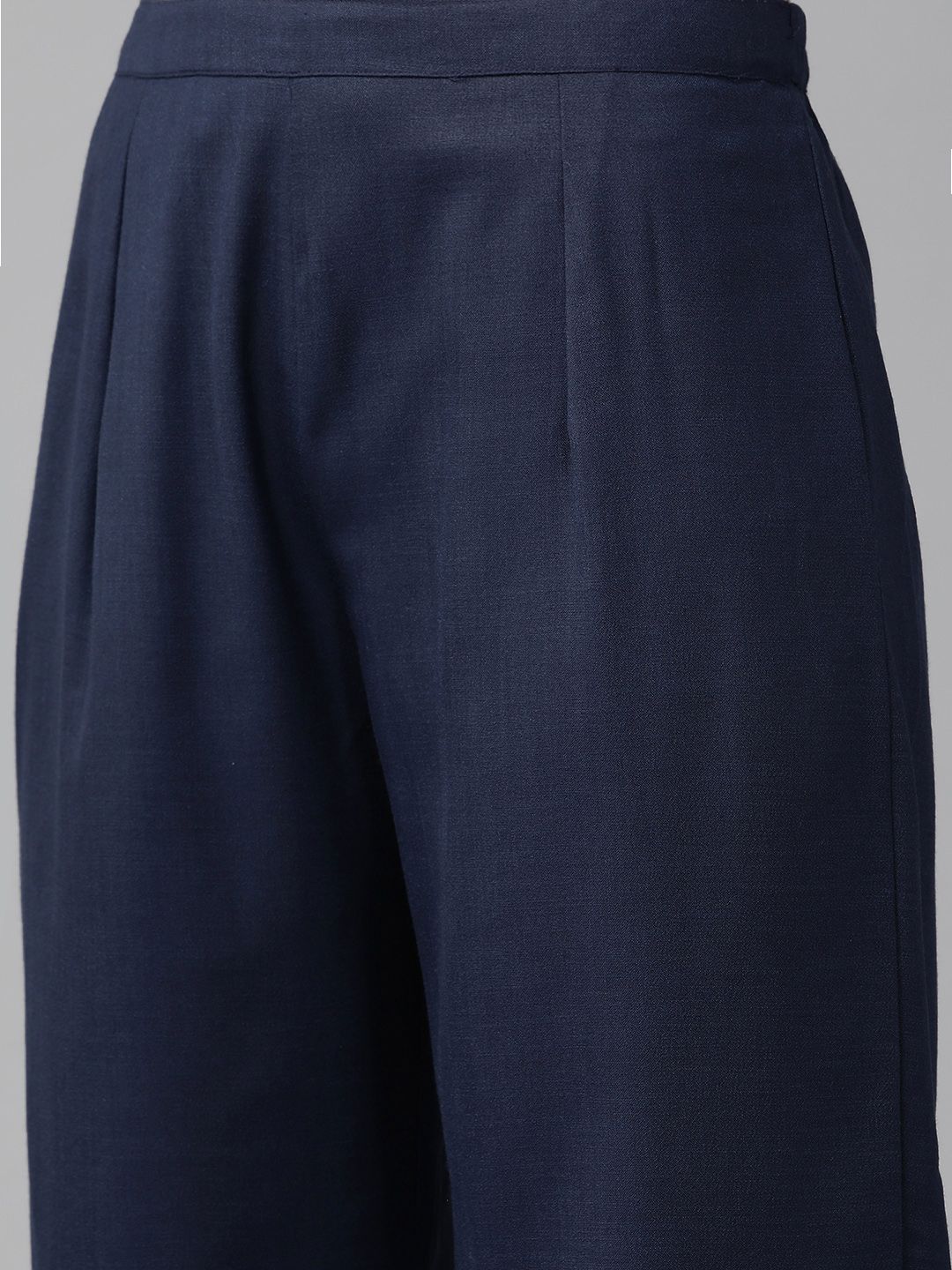 Women Navy Blue Kurta with Palazzos & With Dupatta